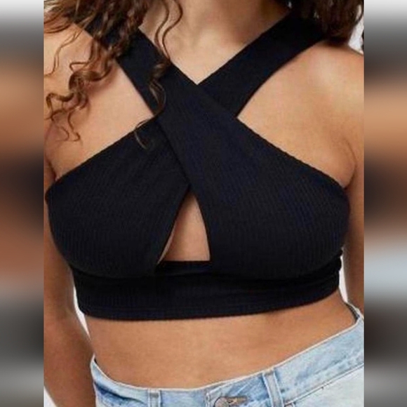 Urban Outfitters Tops - Urban Outfitters Cut Out Crop Top in Black